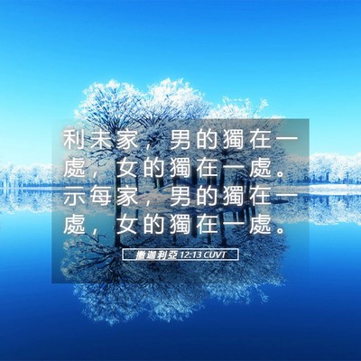 Picture 05 - 撒 迦 利 亞 12:13 CUVT - 利 未 家 ， 男 的 獨 在 一 處 ， 女 - Bible Verse Picture