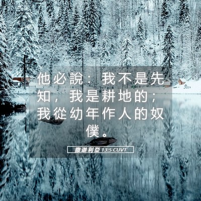 Picture 05 - 撒 迦 利 亞 13:5 CUVT - 他 必 說 ： 我 不 是 先 知 ， 我 是 - Bible Verse Picture