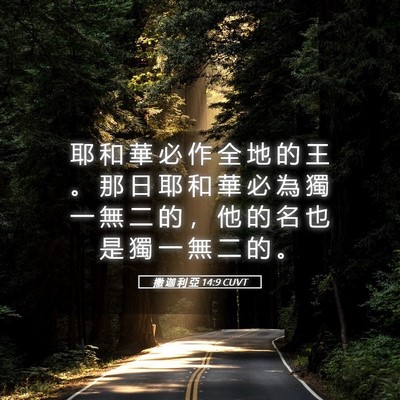 Picture 05 - 撒 迦 利 亞 14:9 CUVT - 耶 和 華 必 作 全 地 的 王 。 那 日 - Bible Verse Picture