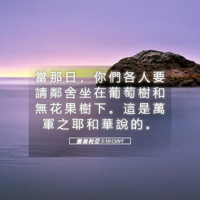 Picture 05 - 撒 迦 利 亞 3:10 CUVT - 當 那 日 ， 你 們 各 人 要 請 鄰 舍 - Bible Verse Picture
