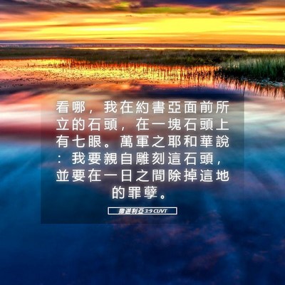 Picture 05 - 撒 迦 利 亞 3:9 CUVT - 看 哪 ， 我 在 約 書 亞 面 前 所 立 - Bible Verse Picture