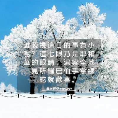Picture 05 - 撒 迦 利 亞 4:10 CUVT - 誰 藐 視 這 日 的 事 為 小 呢 ？ 這 - Bible Verse Picture