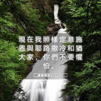 Picture 05 - 撒 迦 利 亞 8:15 CUVT - 現 在 我 照 樣 定 意 施 恩 與 耶 路 - Bible Verse Picture