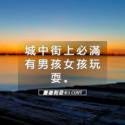 Picture 05 - 撒 迦 利 亞 8:5 CUVT - 城 中 街 上 必 滿 有 男 孩 女 孩 玩 - Bible Verse Picture
