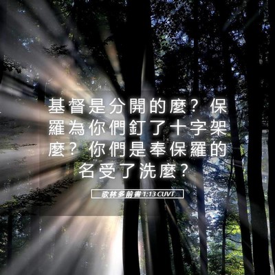 Picture 05 - 歌 林 多 前 書 1:13 CUVT - 基 督 是 分 開 的 麼 ？ 保 羅 為 你 - Bible Verse Picture