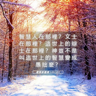 Picture 05 - 歌 林 多 前 書 1:20 CUVT - 智 慧 人 在 那 裡 ？ 文 士 在 那 裡 - Bible Verse Picture