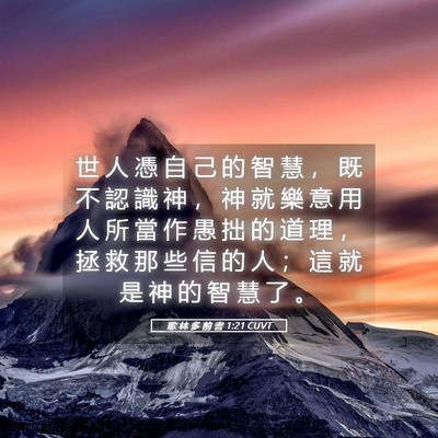 Picture 05 - 歌 林 多 前 書 1:21 CUVT - 世 人 憑 自 己 的 智 慧 ， 既 不 認 - Bible Verse Picture