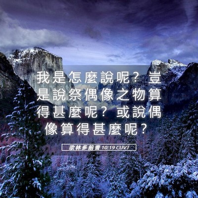 Picture 05 - 歌 林 多 前 書 10:19 CUVT - 我 是 怎 麼 說 呢 ？ 豈 是 說 祭 偶 - Bible Verse Picture