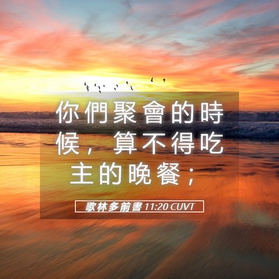 Picture 05 - 歌 林 多 前 書 11:20 CUVT - 你 們 聚 會 的 時 候 ， 算 不 得 吃 - Bible Verse Picture
