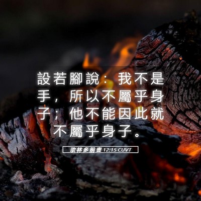 Picture 05 - 歌 林 多 前 書 12:15 CUVT - 設 若 腳 說 ： 我 不 是 手 ， 所 以 - Bible Verse Picture