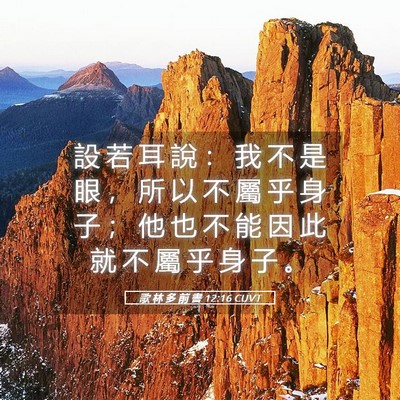 Picture 05 - 歌 林 多 前 書 12:16 CUVT - 設 若 耳 說 ： 我 不 是 眼 ， 所 以 - Bible Verse Picture