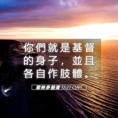 Picture 05 - 歌 林 多 前 書 12:27 CUVT - 你 們 就 是 基 督 的 身 子 ， 並 且 - Bible Verse Picture