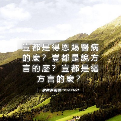 Picture 05 - 歌 林 多 前 書 12:30 CUVT - 豈 都 是 得 恩 賜 醫 病 的 麼 ？ 豈 - Bible Verse Picture
