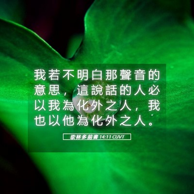 Picture 05 - 歌 林 多 前 書 14:11 CUVT - 我 若 不 明 白 那 聲 音 的 意 思 ， - Bible Verse Picture