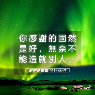 Picture 05 - 歌 林 多 前 書 14:17 CUVT - 你 感 謝 的 固 然 是 好 ， 無 奈 不 - Bible Verse Picture
