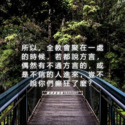 Picture 05 - 歌 林 多 前 書 14:23 CUVT - 所 以 ， 全 教 會 聚 在 一 處 的 時 - Bible Verse Picture