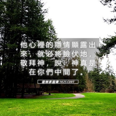 Picture 05 - 歌 林 多 前 書 14:25 CUVT - 他 心 裡 的 隱 情 顯 露 出 來 ， 就 - Bible Verse Picture