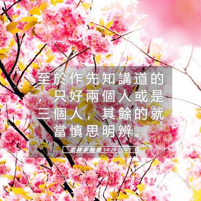 Picture 05 - 歌 林 多 前 書 14:29 CUVT - 至 於 作 先 知 講 道 的 ， 只 好 兩 - Bible Verse Picture