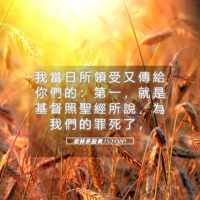 Picture 05 - 歌 林 多 前 書 15:3 CUVT - 我 當 日 所 領 受 又 傳 給 你 們 的 - Bible Verse Picture