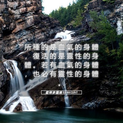 Picture 05 - 歌 林 多 前 書 15:44 CUVT - 所 種 的 是 血 氣 的 身 體 ， 復 活 - Bible Verse Picture