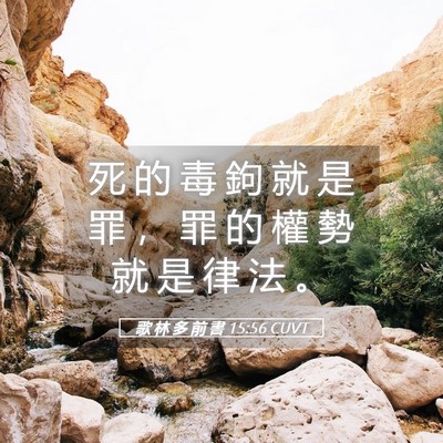 Picture 05 - 歌 林 多 前 書 15:56 CUVT - 死 的 毒 鉤 就 是 罪 ， 罪 的 權 勢 - Bible Verse Picture
