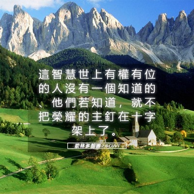 Picture 05 - 歌 林 多 前 書 2:8 CUVT - 這 智 慧 世 上 有 權 有 位 的 人 沒 - Bible Verse Picture