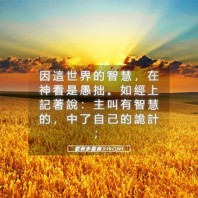 Picture 05 - 歌 林 多 前 書 3:19 CUVT - 因 這 世 界 的 智 慧 ， 在 神 看 是 - Bible Verse Picture