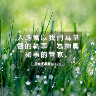 Picture 05 - 歌 林 多 前 書 4:1 CUVT - 人 應 當 以 我 們 為 基 督 的 執 事 - Bible Verse Picture
