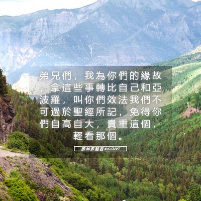 Picture 05 - 歌 林 多 前 書 4:6 CUVT - 弟 兄 們 ， 我 為 你 們 的 緣 故 ， - Bible Verse Picture