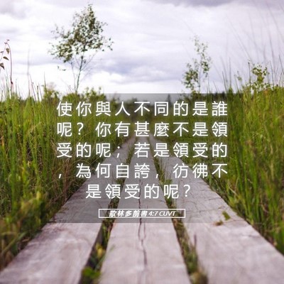 Picture 05 - 歌 林 多 前 書 4:7 CUVT - 使 你 與 人 不 同 的 是 誰 呢 ？ 你 - Bible Verse Picture