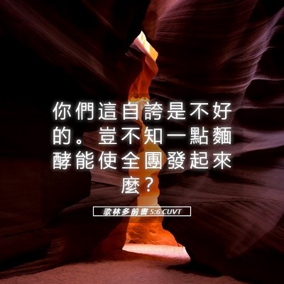 Picture 05 - 歌 林 多 前 書 5:6 CUVT - 你 們 這 自 誇 是 不 好 的 。 豈 不 - Bible Verse Picture