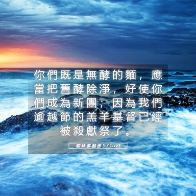 Picture 05 - 歌 林 多 前 書 5:7 CUVT - 你 們 既 是 無 酵 的 麵 ， 應 當 把 - Bible Verse Picture