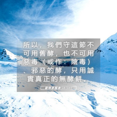 Picture 05 - 歌 林 多 前 書 5:8 CUVT - 所 以 ， 我 們 守 這 節 不 可 用 舊 - Bible Verse Picture