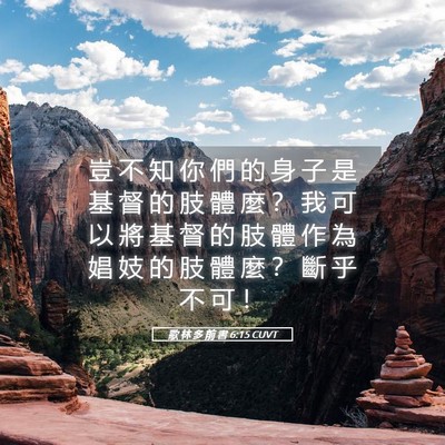 Picture 05 - 歌 林 多 前 書 6:15 CUVT - 豈 不 知 你 們 的 身 子 是 基 督 的 - Bible Verse Picture