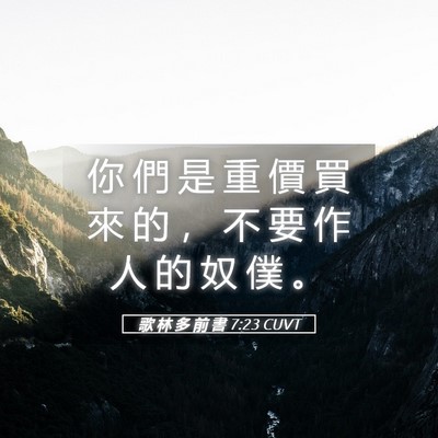 Picture 05 - 歌 林 多 前 書 7:23 CUVT - 你 們 是 重 價 買 來 的 ， 不 要 作 - Bible Verse Picture