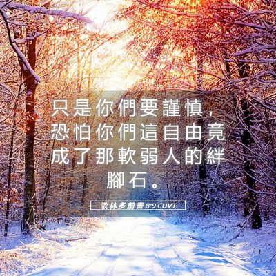Picture 05 - 歌 林 多 前 書 8:9 CUVT - 只 是 你 們 要 謹 慎 ， 恐 怕 你 們 - Bible Verse Picture