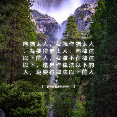Picture 05 - 歌 林 多 前 書 9:20 CUVT - 向 猶 太 人 ， 我 就 作 猶 太 人 ， - Bible Verse Picture