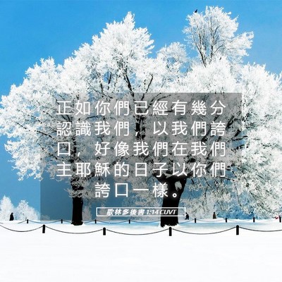 Picture 05 - 歌 林 多 後 書 1:14 CUVT - 正 如 你 們 已 經 有 幾 分 認 識 我 - Bible Verse Picture