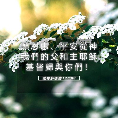 Picture 05 - 歌 林 多 後 書 1:2 CUVT - 願 恩 惠 、 平 安 從 神 我 們 的 父 - Bible Verse Picture