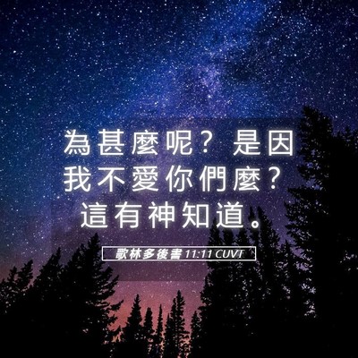 Picture 05 - 歌 林 多 後 書 11:11 CUVT - 為 甚 麼 呢 ？ 是 因 我 不 愛 你 們 - Bible Verse Picture