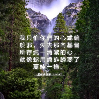 Picture 05 - 歌 林 多 後 書 11:3 CUVT - 我 只 怕 你 們 的 心 或 偏 於 邪 ， - Bible Verse Picture