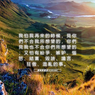 Picture 05 - 歌 林 多 後 書 12:20 CUVT - 我 怕 我 再 來 的 時 候 ， 見 你 們 - Bible Verse Picture