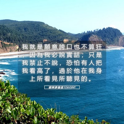 Picture 05 - 歌 林 多 後 書 12:6 CUVT - 我 就 是 願 意 誇 口 也 不 算 狂 ， - Bible Verse Picture