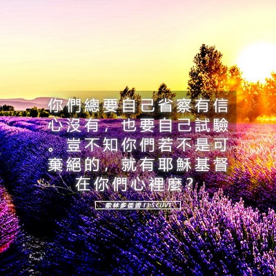 Picture 05 - 歌 林 多 後 書 13:5 CUVT - 你 們 總 要 自 己 省 察 有 信 心 沒 - Bible Verse Picture