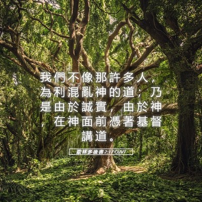 Picture 05 - 歌 林 多 後 書 2:17 CUVT - 我 們 不 像 那 許 多 人 ， 為 利 混 - Bible Verse Picture