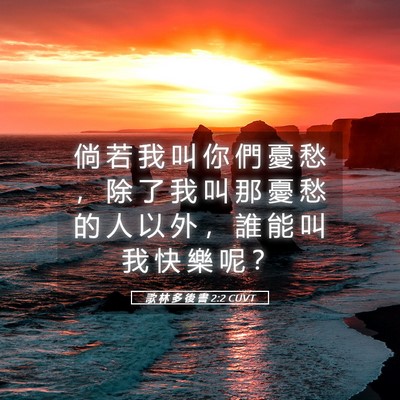 Picture 05 - 歌 林 多 後 書 2:2 CUVT - 倘 若 我 叫 你 們 憂 愁 ， 除 了 我 - Bible Verse Picture