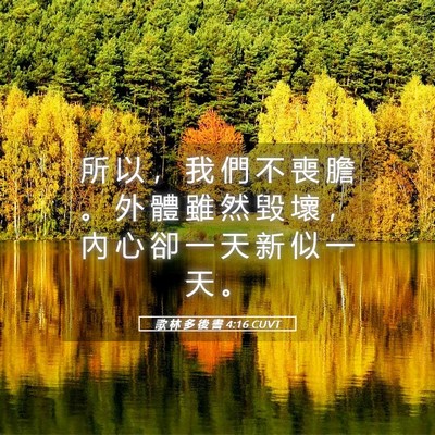 Picture 05 - 歌 林 多 後 書 4:16 CUVT - 所 以 ， 我 們 不 喪 膽 。 外 體 雖 - Bible Verse Picture