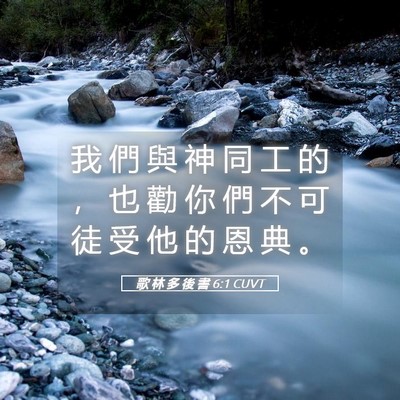 Picture 05 - 歌 林 多 後 書 6:1 CUVT - 我 們 與 神 同 工 的 ， 也 勸 你 們 - Bible Verse Picture