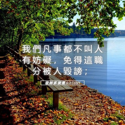 Picture 05 - 歌 林 多 後 書 6:3 CUVT - 我 們 凡 事 都 不 叫 人 有 妨 礙 ， - Bible Verse Picture