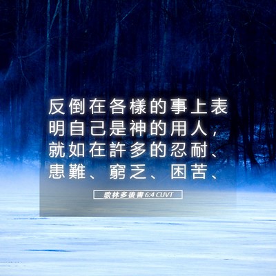 Picture 05 - 歌 林 多 後 書 6:4 CUVT - 反 倒 在 各 樣 的 事 上 表 明 自 己 - Bible Verse Picture